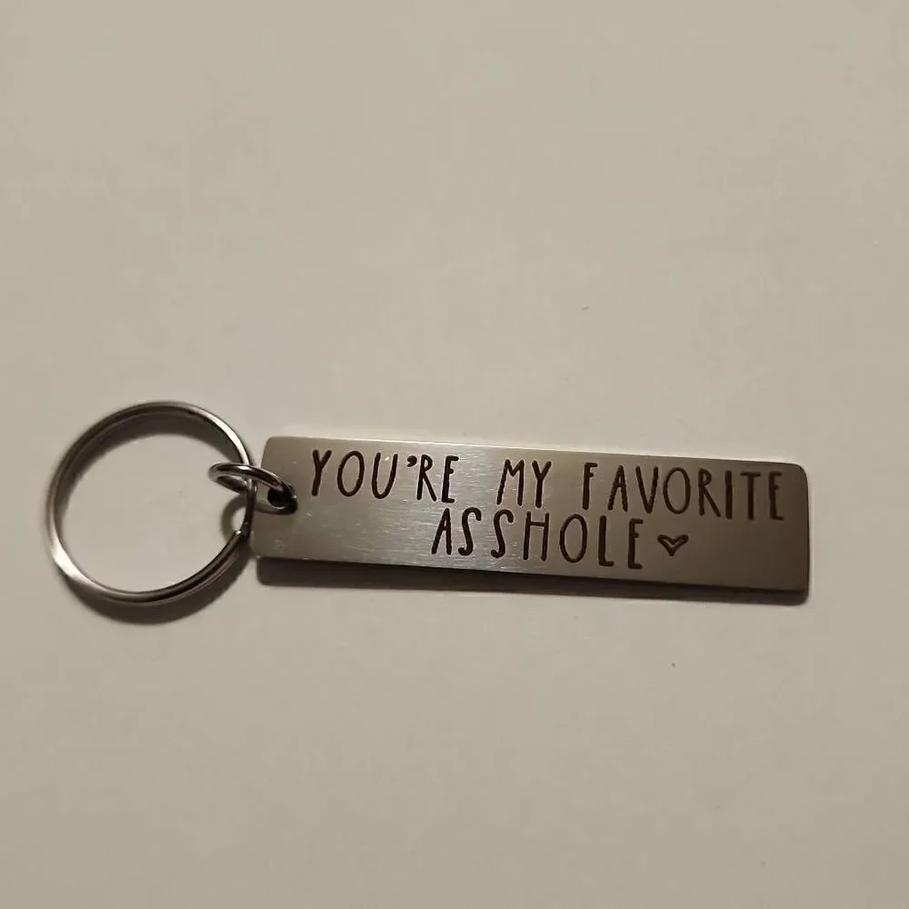 Silver Toned Metal Keychain with Phrase NWOT
